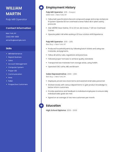 Pulp Mill Operator Resume
