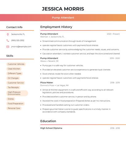 Pump Attendant Resume