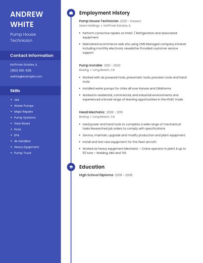 Pump House Technician Resume