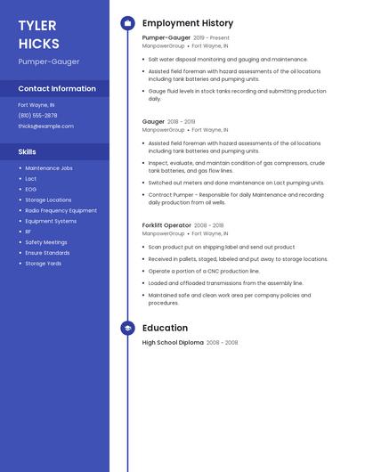 Pumper-Gauger Resume