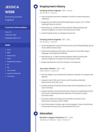 Pumping Station Engineer Resume