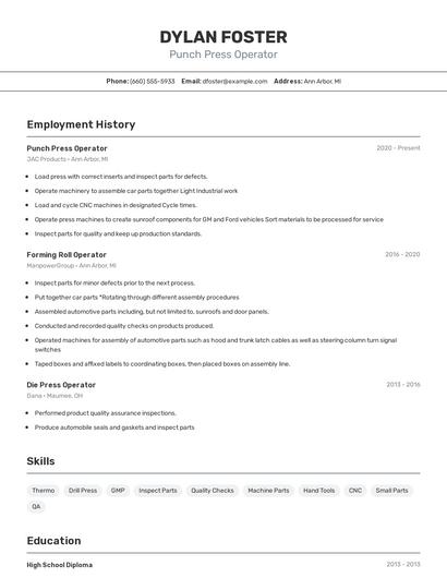 Resume example 2