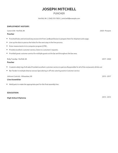 Puncher Resume