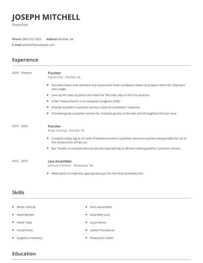 Puncher Resume