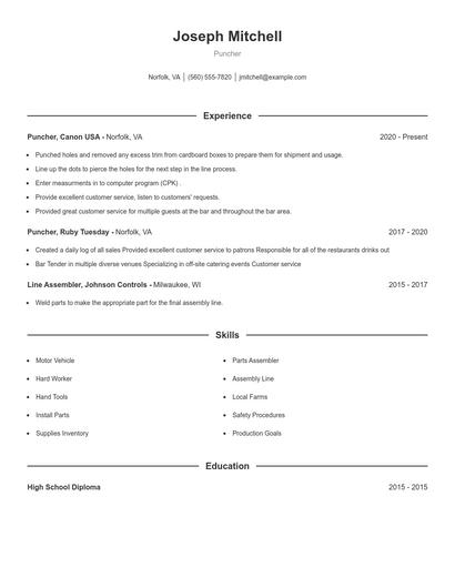 Puncher Resume
