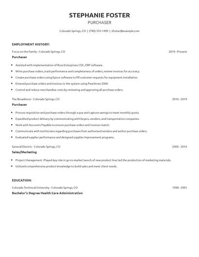 Purchaser Resume