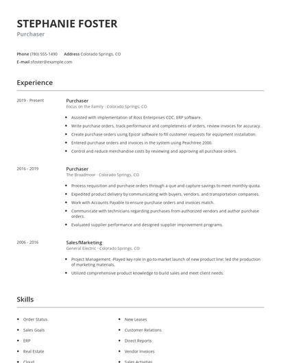 Purchaser Resume