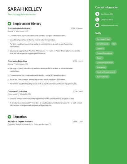 Purchasing Administrator Resume