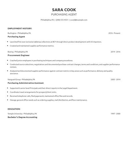Purchasing Agent Resume
