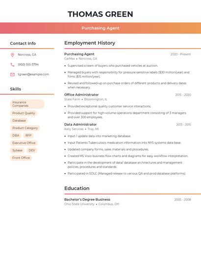 Purchasing Agent Resume