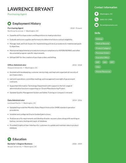 Purchasing Agent Resume