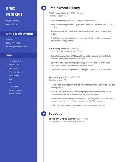 Purchasing Assistant Resume