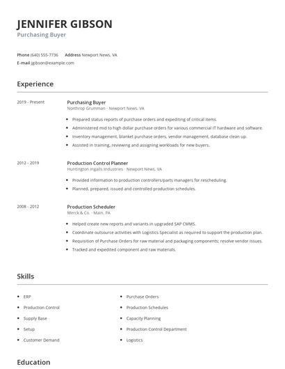 Purchasing Buyer Resume