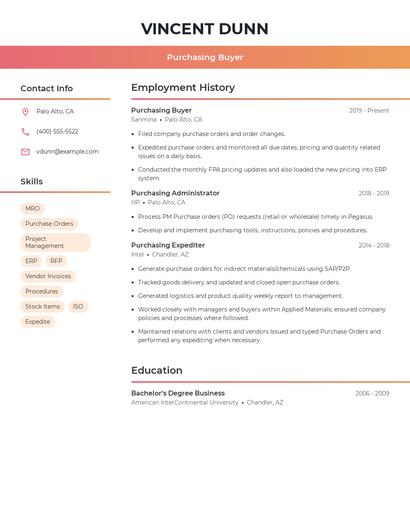 Purchasing Buyer Resume