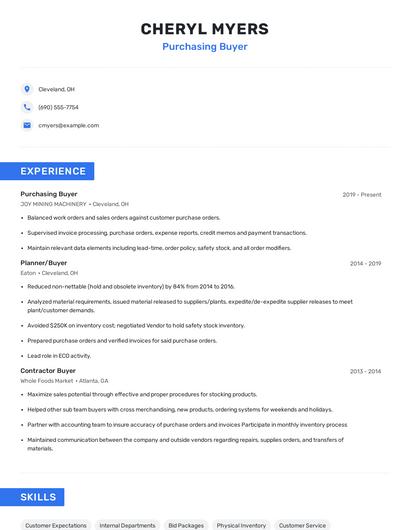 Purchasing Buyer Resume
