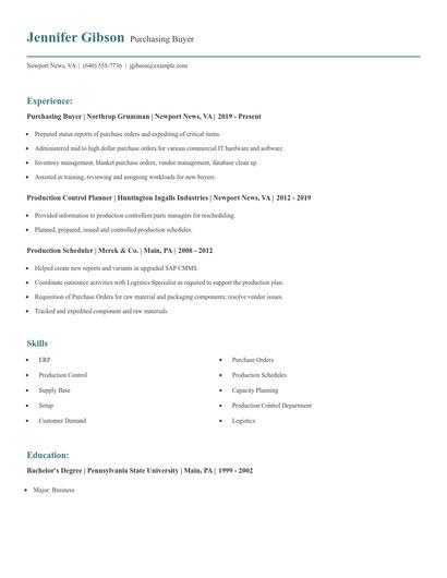 Purchasing Buyer Resume