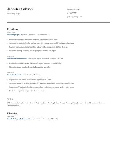 Purchasing Buyer Resume
