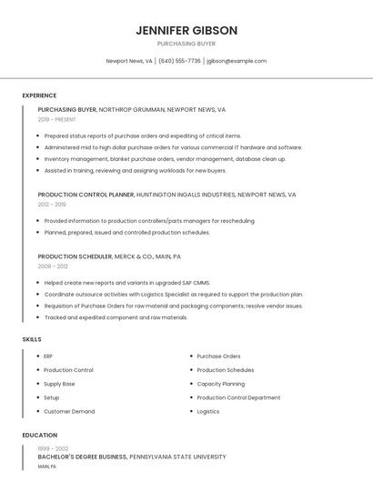 Purchasing Buyer Resume