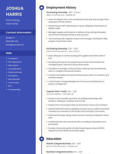 Purchasing Internship Resume