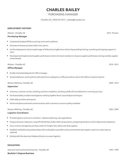 Purchasing Manager Resume