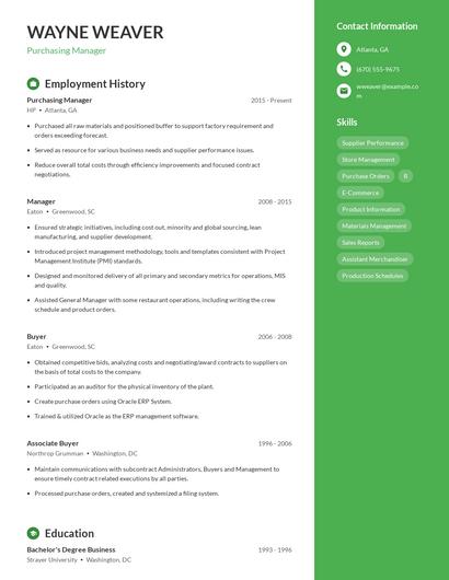 Purchasing Manager Resume