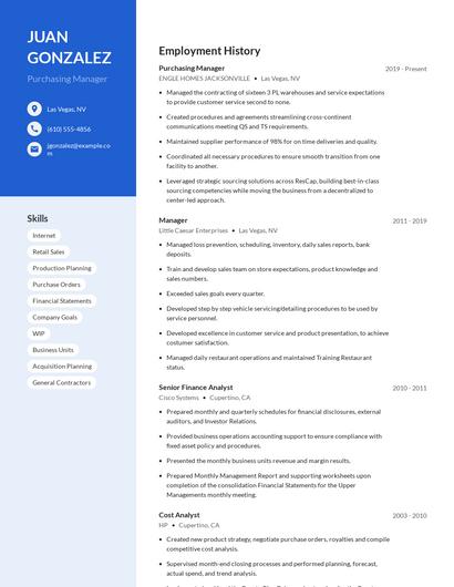 Purchasing Manager Resume