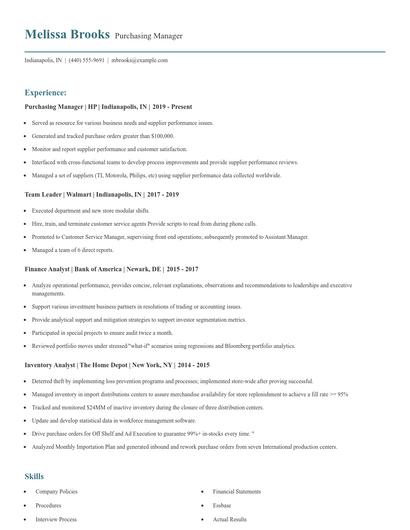 Purchasing Manager Resume