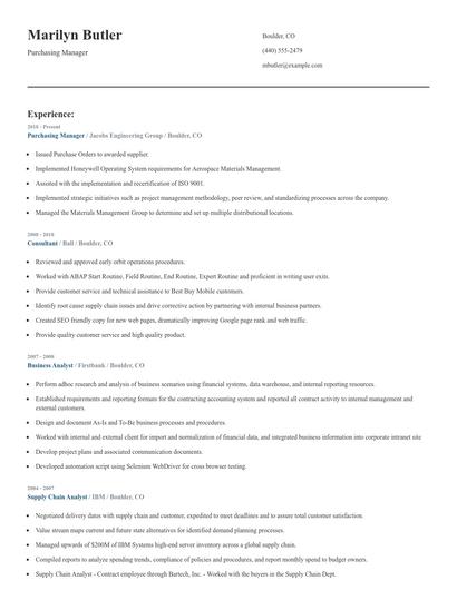 Purchasing Manager Resume