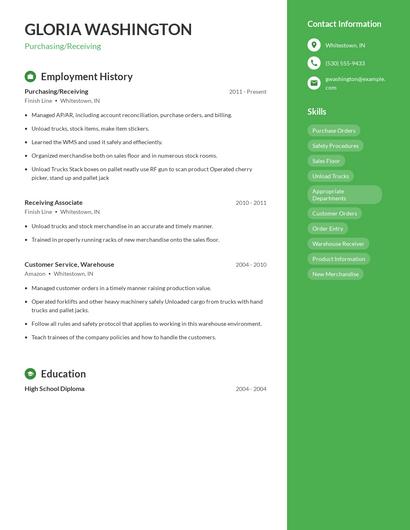 Purchasing/Receiving Resume