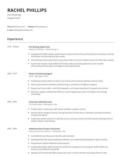 Purchasing Supervisor Resume