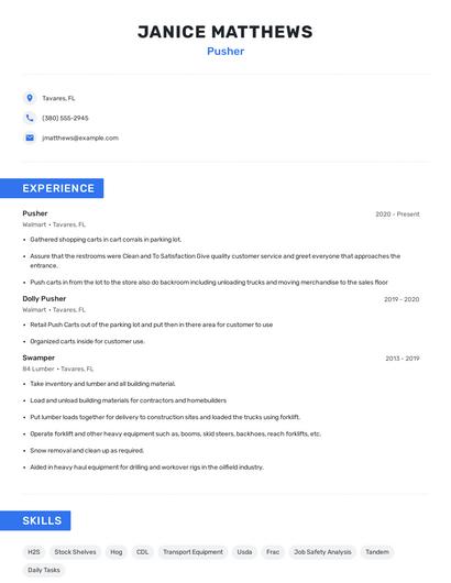 Pusher Resume