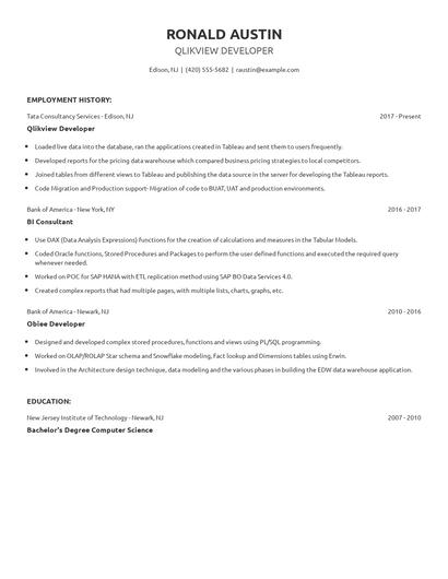 Qlikview Developer Resume