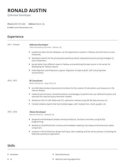 Qlikview Developer Resume