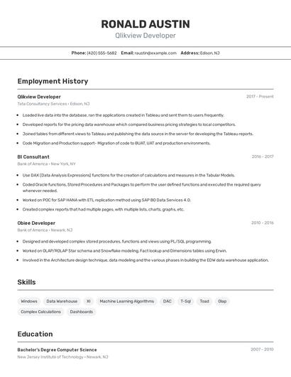 Qlikview Developer Resume