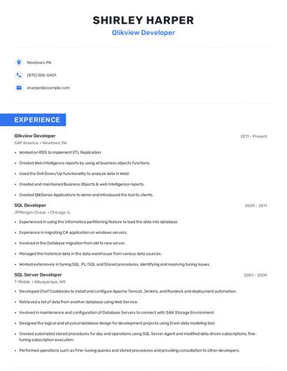 Qlikview Developer Resume