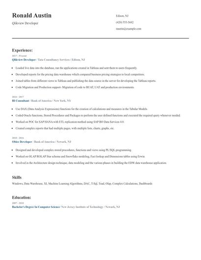 Qlikview Developer Resume