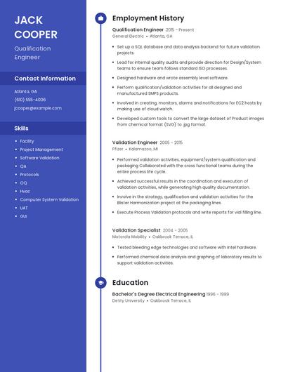 Qualification Engineer Resume