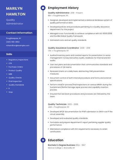 Quality Administrator Resume