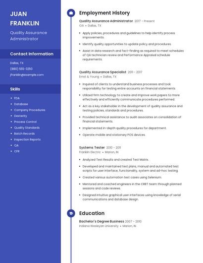 Quality Assurance Administrator Resume