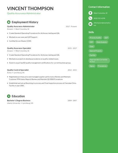 Quality Assurance Administrator Resume