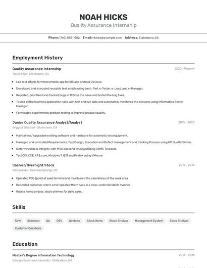 Resume example 2