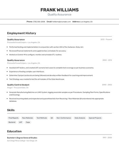 Resume example 2