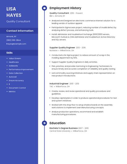 Quality Consultant Resume