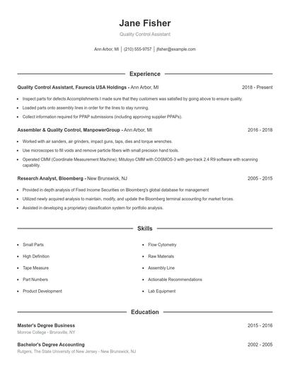 Resume example 1