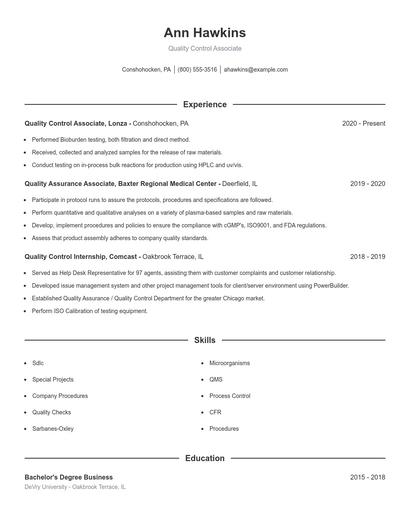 Resume example 1