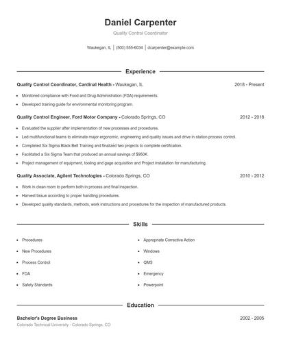 Resume example 1