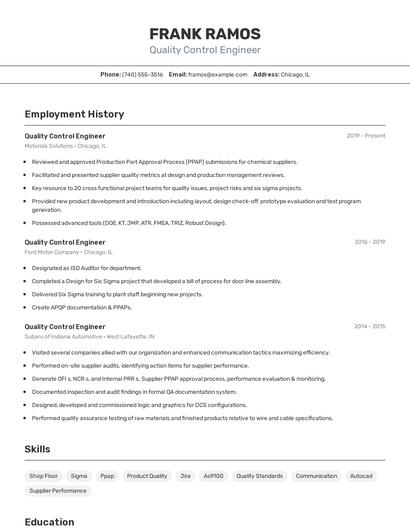Resume example 2
