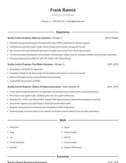 Resume example 1