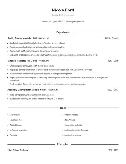Resume example 1