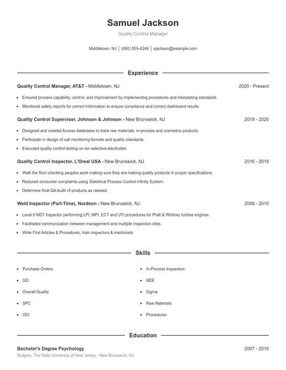 Resume example 1